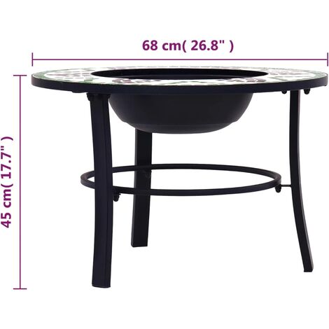 Mosaic Fire Pit Green 68cm Ceramic vidaXL