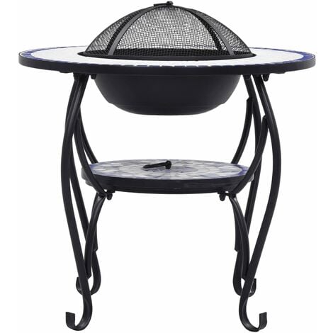 Mosaic Fire Pit Table Blue and White 68 cm Ceramic vidaXL