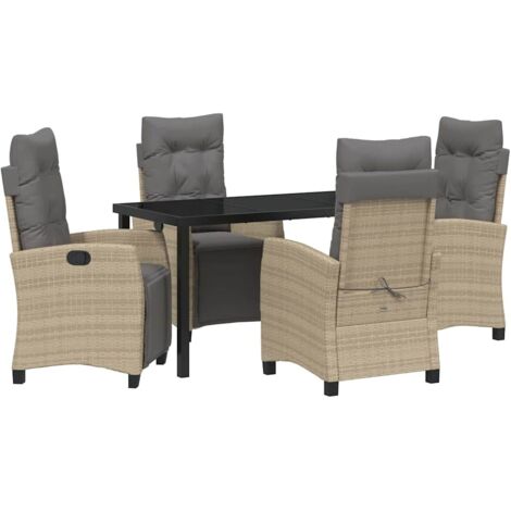 vidaXL Garden Dining Set 5 pcs Beige Poly Rattan (1/5)