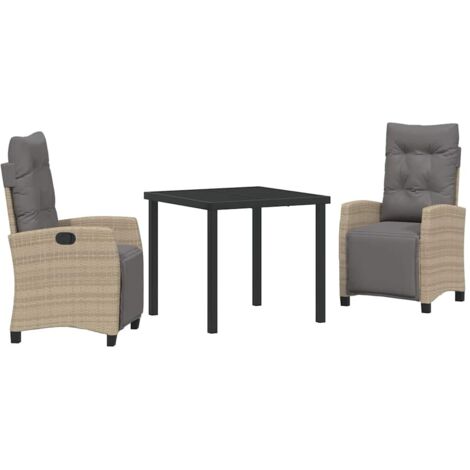 Garden Dining Set 3 pcs Beige Poly Rattan vidaXL (1/5)