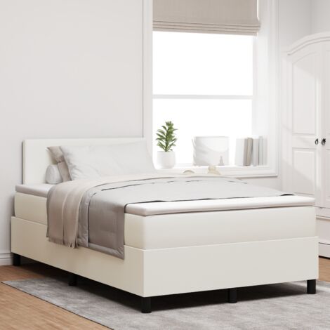 LED Box Spring Bed Cream and White 120 x 190 cm Corduroy Fabric vidaXL (1/5)
