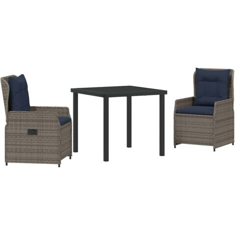 Garden Dining Set 3 pcs Grey Poly rattan vidaXL (1/5)