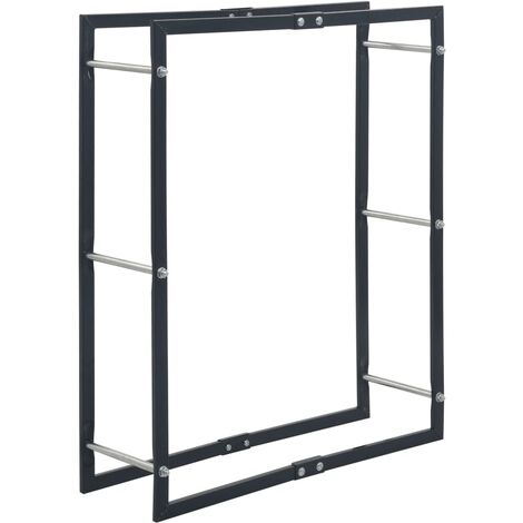 Firewood Rack Black 80x25x100 cm Steel vidaXL