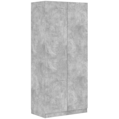 Vidaxl – Wardrobe concrete grey 90x52x200 cm – Engineered wood with 2 doors – High compartment with hanging rod – Perfect for compact spaces (1/5)