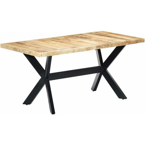 Dining Table 160x80x75 cm Solid Rough Mango Wood vidaXL
