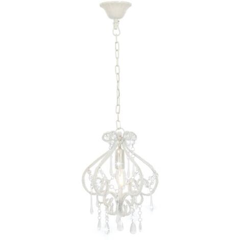 Ceiling Lamp with Beads White Round E14 vidaXL
