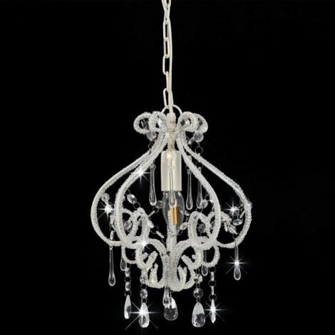 Ceiling Lamp with Beads White Round E14 vidaXL