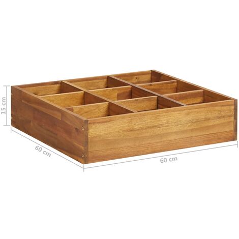 Herb Garden Raised Bed Solid Acacia Wood 60x60x15 cm vidaXL