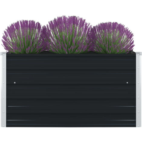 Raised Garden Bed 100x100x45 cm Galvanised Steel Anthracite vidaXL