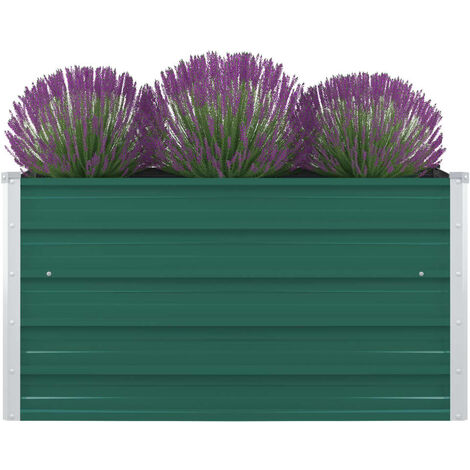 Raised Garden Bed 100x100x45 cm Galvanised Steel Green vidaXL