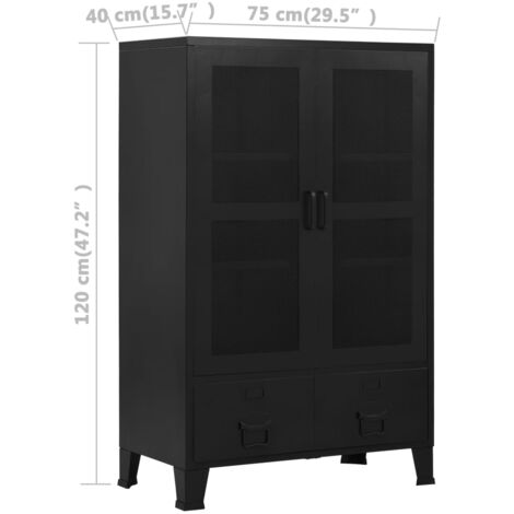Office Cabinet with Mesh Doors Industrial 75x40x120 cm Steel vidaXL