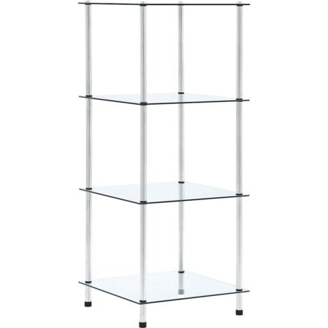 4-Tier Shelf Transparent 40x40x100 cm Tempered Glass vidaXL