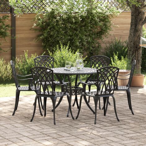 Garden Dining Set 7 pcs Black Aluminium vidaXL (1/5)