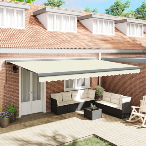 Retractable Awning Cream 500 x 300 cm Canvas and Aluminium vidaXL (1/5)