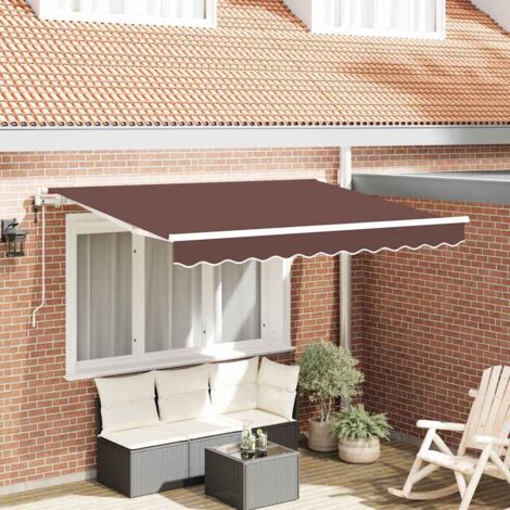 Retractable Awning Brown 250 x 200 cm Fabric vidaXL