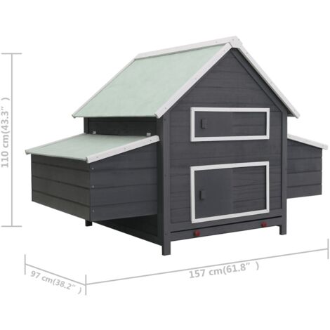 Chicken Coop Grey 157x97x110 cm Wood vidaXL