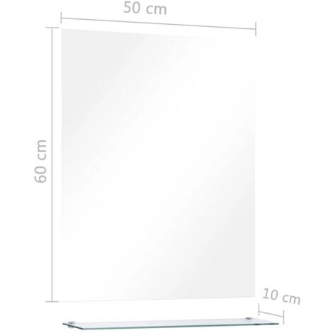 Wall Mirror with Shelf 50x60 cm Tempered Glass vidaXL