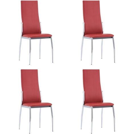 Vidaxl Dining Chairs 4 Pcs Red Faux, Red Faux Leather Dining Chairs