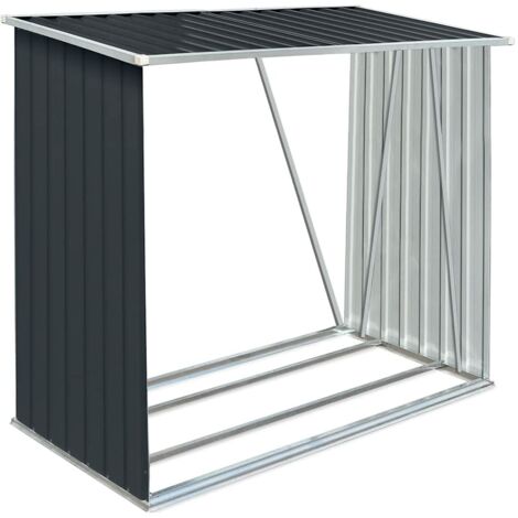Garden Log Storage Shed Galvanised Steel 163x83x154 cm Anthracite vidaXL