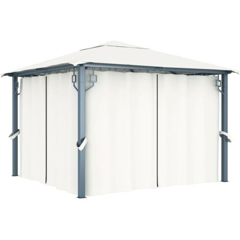 Gazebo with Curtain 300x300 cm Cream Aluminium vidaXL