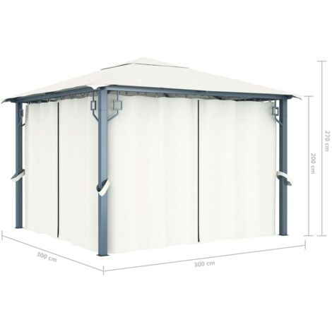 Gazebo with Curtain 300x300 cm Cream Aluminium vidaXL