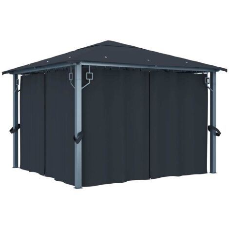 Gazebo with Curtain 300x300 cm Anthracite Aluminium vidaXL (1/5)