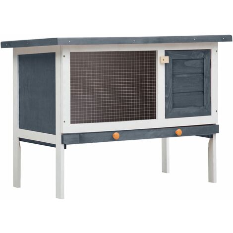 Outdoor Rabbit Hutch 1 Layer Grey Wood vidaXL