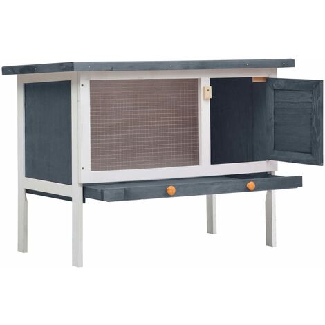 Outdoor Rabbit Hutch 1 Layer Grey Wood vidaXL