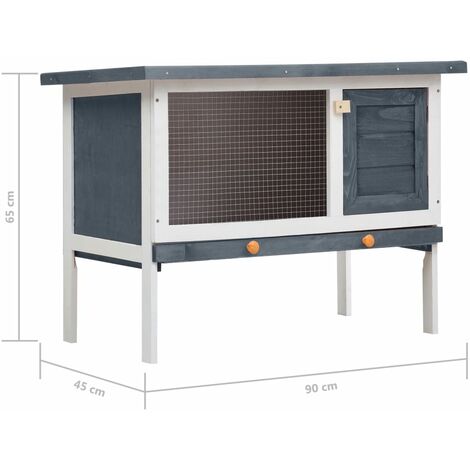 Outdoor Rabbit Hutch 1 Layer Grey Wood vidaXL