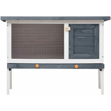 Outdoor Rabbit Hutch 1 Layer Grey Wood vidaXL