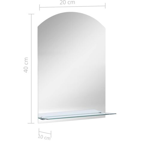 Wall Mirror with Shelf 20x40 cm Tempered Glass vidaXL