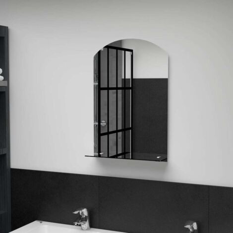 Wall Mirror with Shelf 40x60 cm Tempered Glass vidaXL
