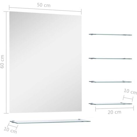 Wall Mirror with 5 Shelves Silver 50x60 cm vidaXL