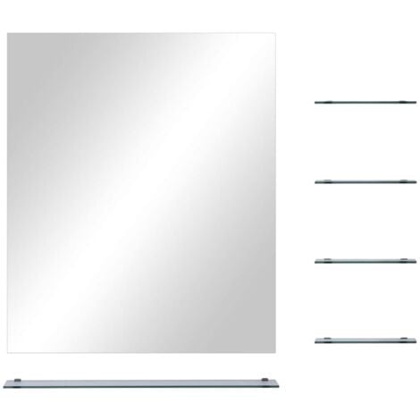 Wall Mirror with 5 Shelves Silver 50x60 cm vidaXL