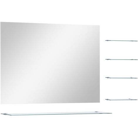 vidaXL Wall Mirror with 5 Shelves Silver 80x60 cm - Silver