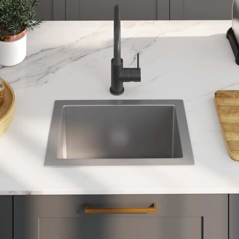 Handmade Kitchen Sink Stainless Steel vidaXL
