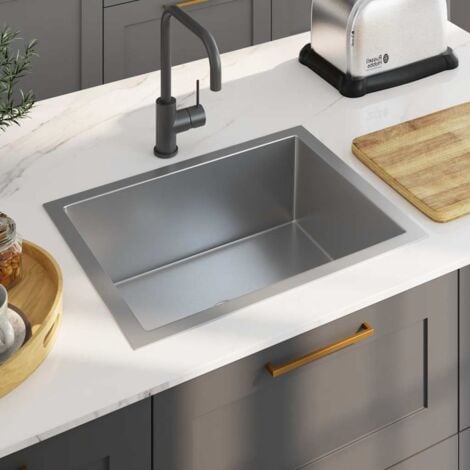 Handmade Kitchen Sink Stainless Steel vidaXL