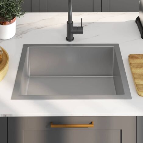Handmade Kitchen Sink Stainless Steel vidaXL