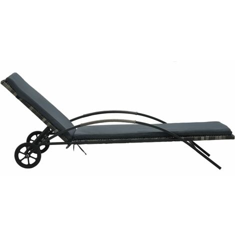 Sun Loungers with Table Poly Rattan Anthracite vidaXL