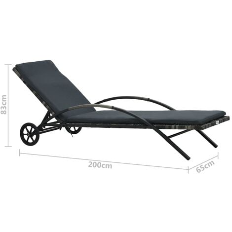 Sun Loungers with Table Poly Rattan Anthracite vidaXL