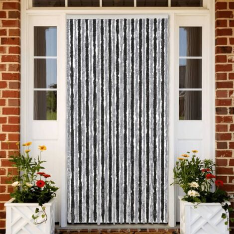 Fly Curtain Grey and Black 118x220 cm Chenille vidaXL