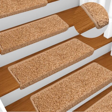 Stair Mats 15 pcs 65x21x4 cm Beige Rectangular Edge vidaXL