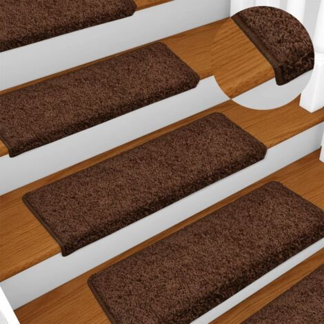 Stair Mats 15 pcs 65x21x4 cm Brown Rectangular Edge vidaXL