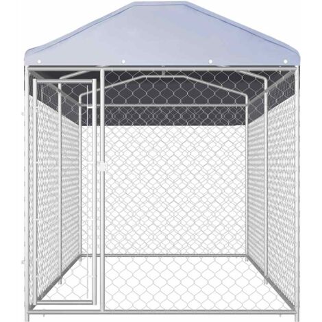 Outdoor Dog Kennel with Canopy Top 382x192x225 cm vidaXL