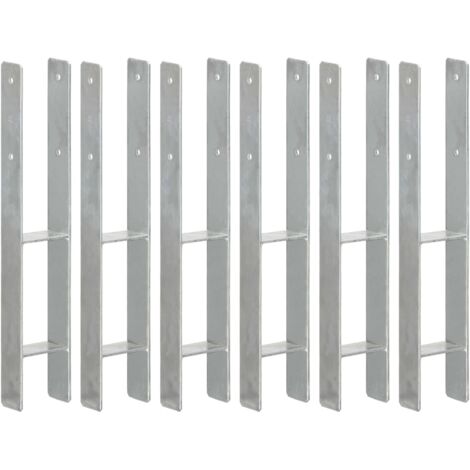 Fence Anchors 6 pcs Silver 9x6x60 cm Galvanised Steel vidaXL