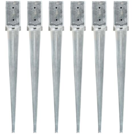 Ground Spikes 6 pcs Silver 8x8x76 cm Galvanised Steel vidaXL