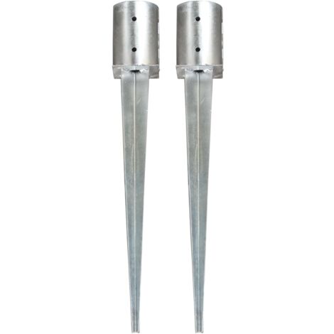 Ground Spikes 2 pcs Silver 10x76 cm Galvanised Steel vidaXL