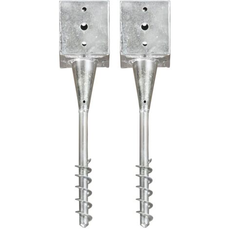 Ground Spikes 2 pcs Silver 12x12x56 cm Galvanised Steel vidaXL