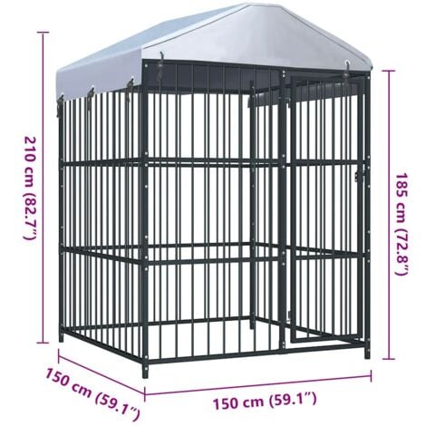 Outdoor Dog Kennel with Roof 150x150x210 cm vidaXL