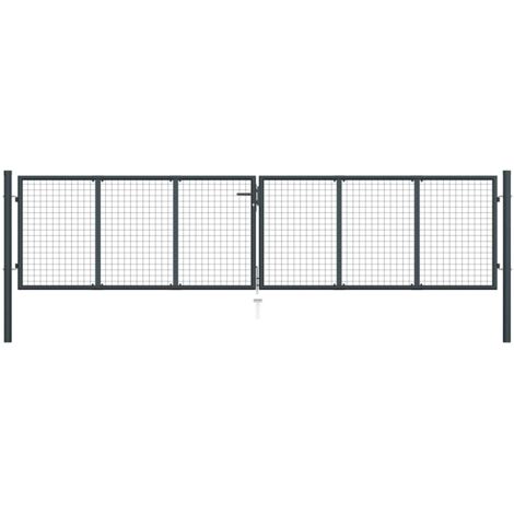 Mesh Garden Gate Galvanised Steel 400x100 cm Grey vidaXL